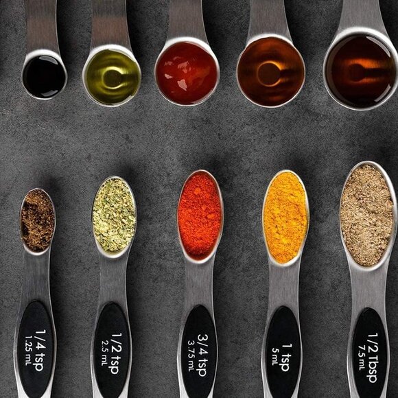 Magnetic Measuring Spoons Set of 7 Stainless Steel Dual Sided Teaspoon Tablespoo - Picture 7 of 7